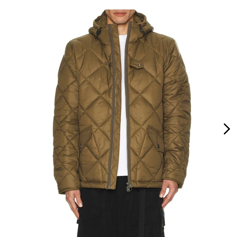 Barbour Re-engineered Endurance Quilted Jacket in Light Sage Army Green Puffer